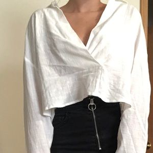 Cropped linen shirt